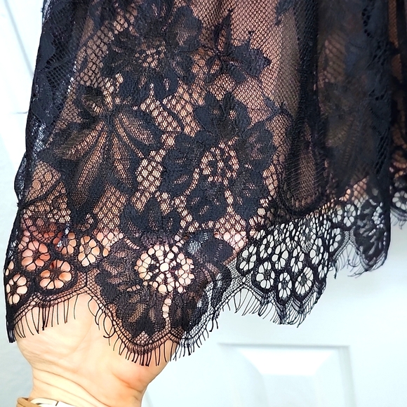 Bailey/44 Black Long-sleeve Knit and Lace Mini Dress, Size Petite S - Picture 6 of 9